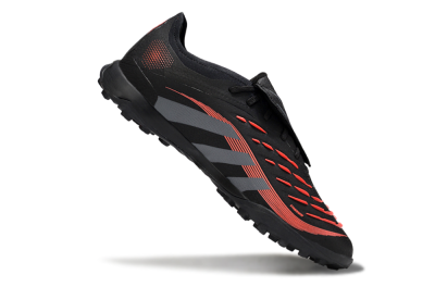 Men's Adidas Predator Elite Foldover Tongue TF Football Shoes - Black/Grey/Red