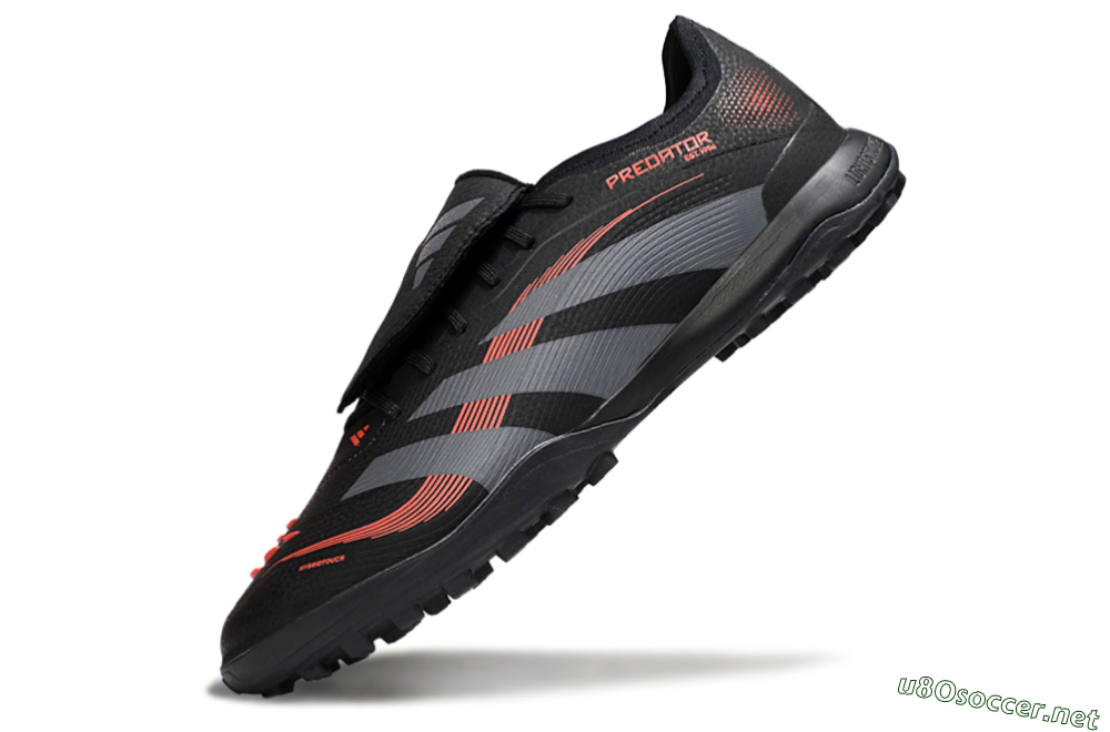 Men's Adidas Predator Elite Foldover Tongue TF Football Shoes - Black/Grey/Red 5
