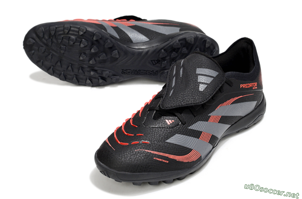 Men's Adidas Predator Elite Foldover Tongue TF Football Shoes - Black/Grey/Red 3
