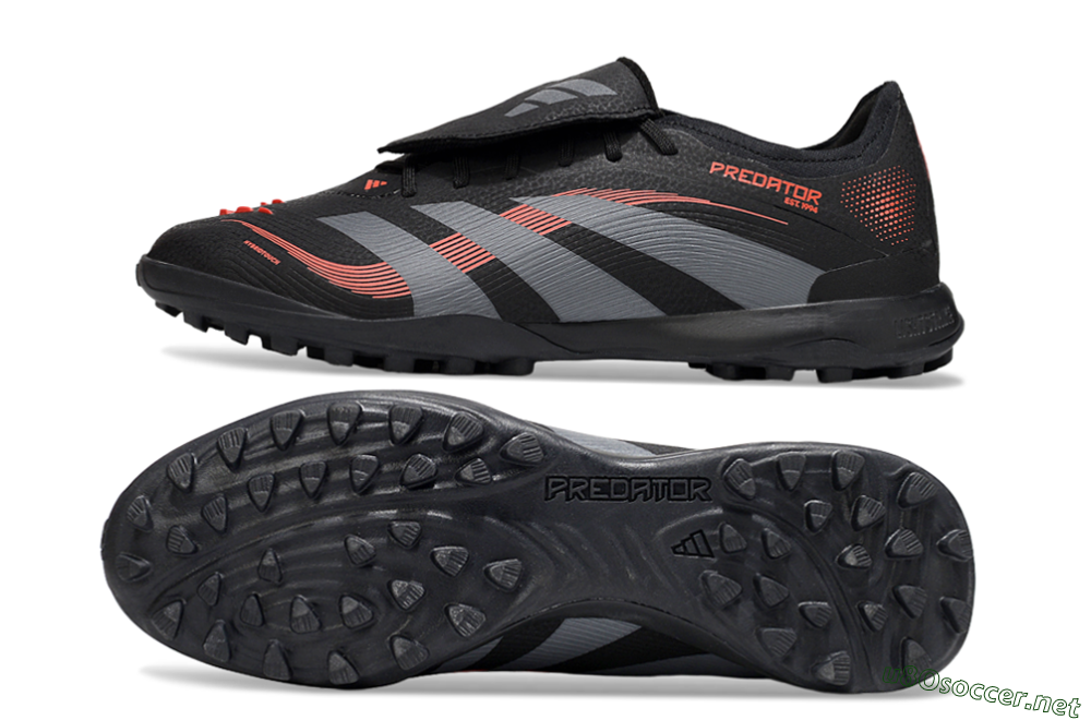 Men's Adidas Predator Elite Foldover Tongue TF Football Shoes - Black/Grey/Red 1