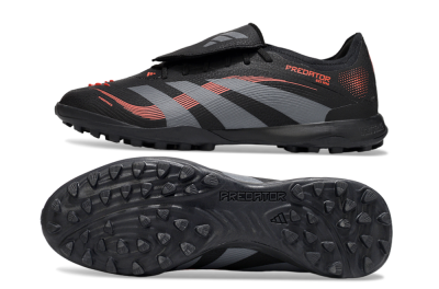 Men's Adidas Predator Elite Foldover Tongue TF Football Shoes - Black/Grey/Red