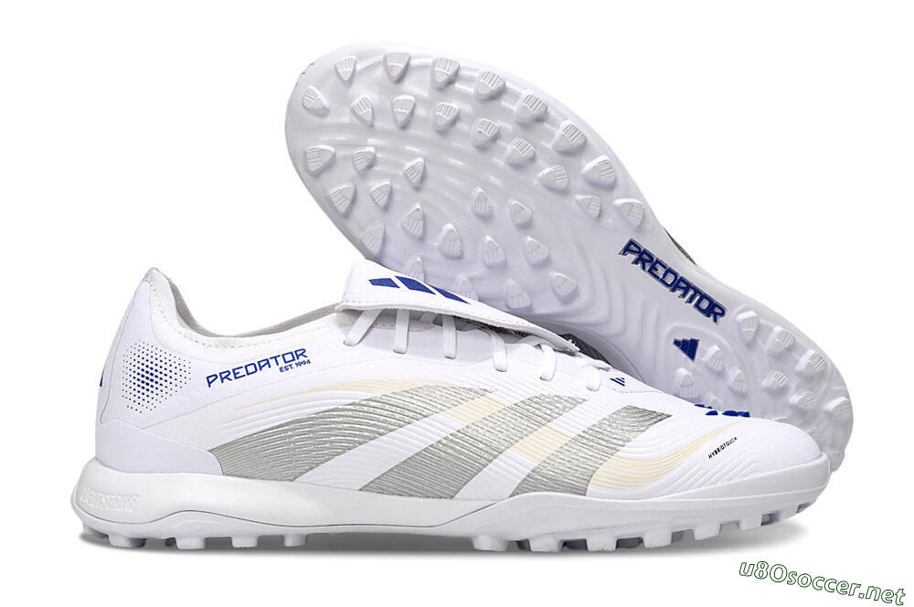 Men's Adidas Predator Elite Foldover Tongue TF Football Shoes - White/Silver/Blue 2