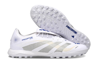 Men's Adidas Predator Elite Foldover Tongue TF Football Shoes - White/Silver/Blue