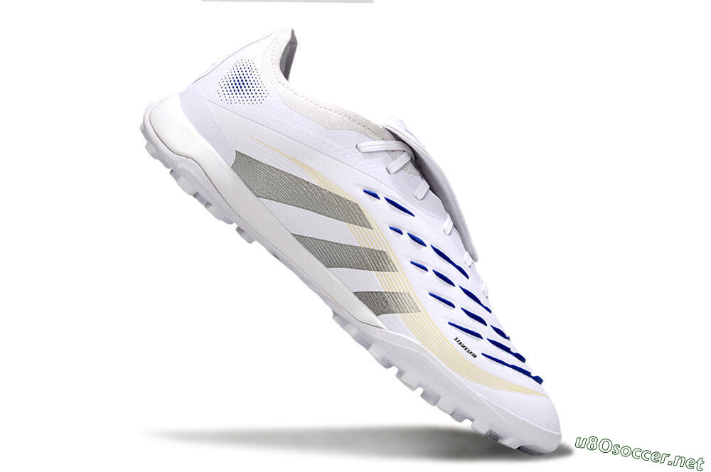 Men's Adidas Predator Elite Foldover Tongue TF Football Shoes - White/Silver/Blue 4