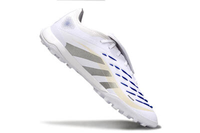 Men's Adidas Predator Elite Foldover Tongue TF Football Shoes - White/Silver/Blue