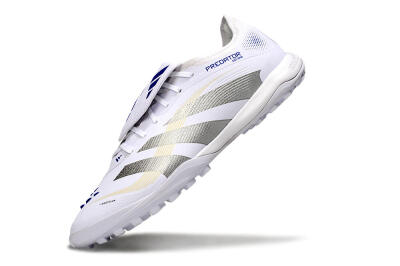 Men's Adidas Predator Elite Foldover Tongue TF Football Shoes - White/Silver/Blue