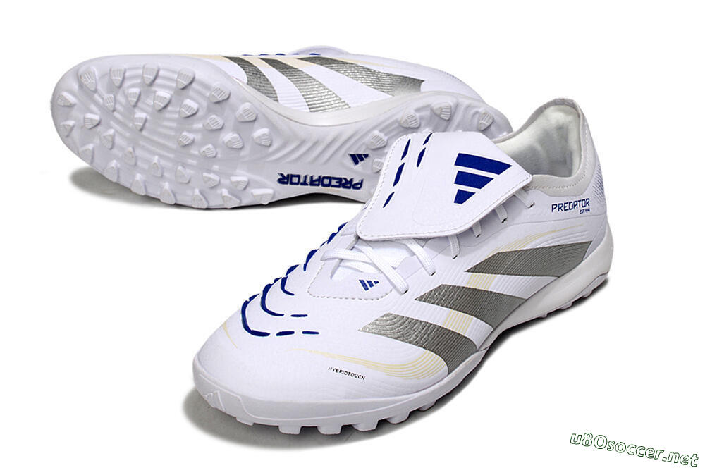 Men's Adidas Predator Elite Foldover Tongue TF Football Shoes - White/Silver/Blue 3
