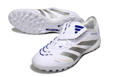Men's Adidas Predator Elite Foldover Tongue TF Football Shoes - White/Silver/Blue