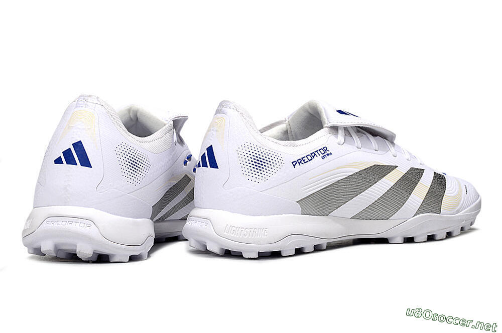 Men's Adidas Predator Elite Foldover Tongue TF Football Shoes - White/Silver/Blue 6
