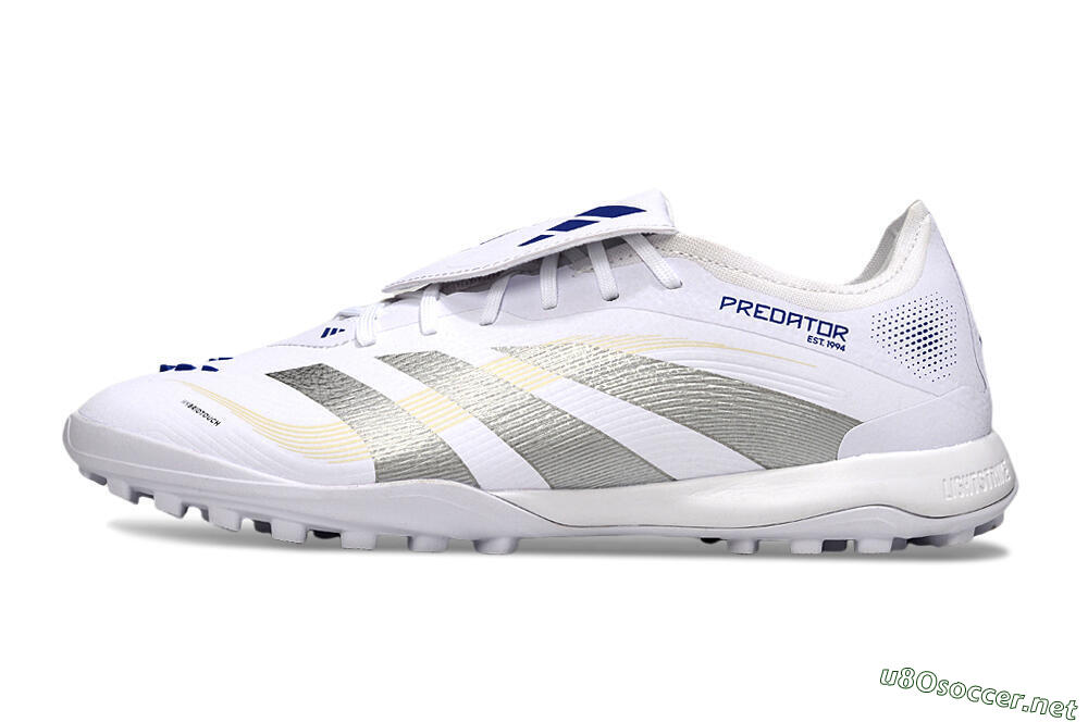 Men's Adidas Predator Elite Foldover Tongue TF Football Shoes - White/Silver/Blue 0