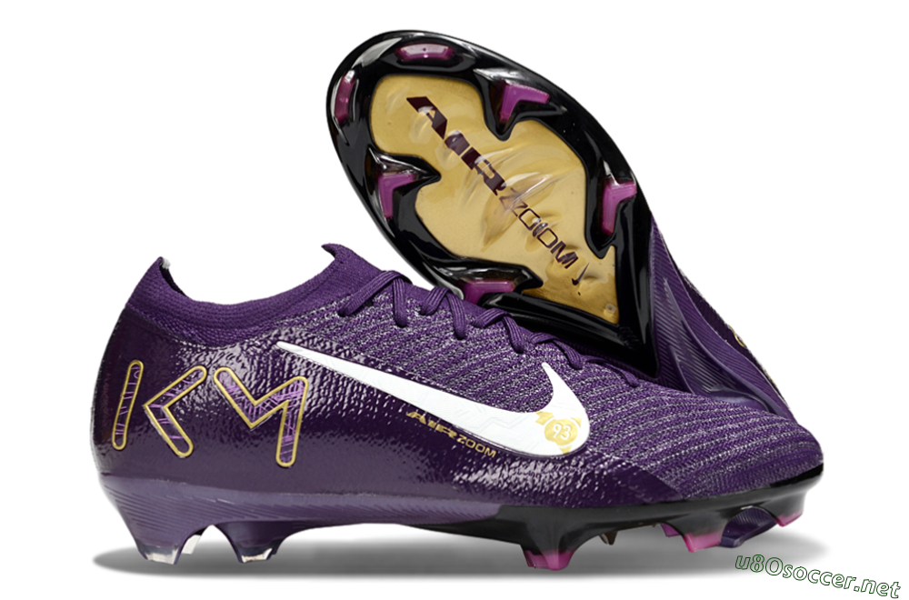 Unisex Nike Air Zoom Mercurial Vapor 16 Elite FG Football Boots - Purple/White/Gold 2