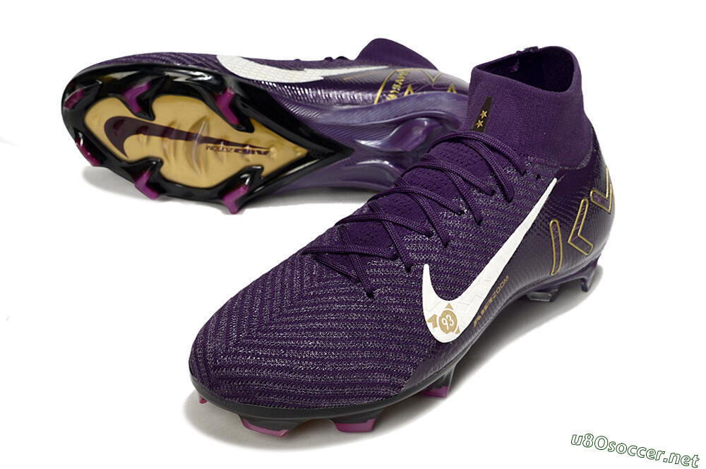 Unisex Nike Air Zoom Mercurial Superfly 10 Elite FG Football Boots - Purple/White/Gold 3