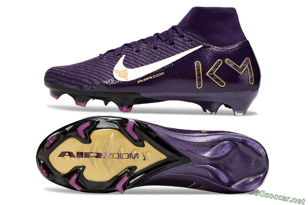 Unisex Nike Air Zoom Mercurial Superfly 10 Elite FG Football Boots - Purple/White/Gold 1