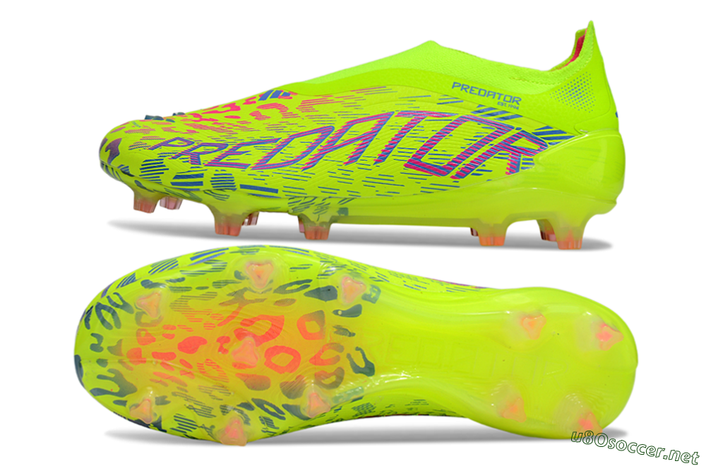 Men's Adidas Predator 25 Elite Laceless FG Football Boots - Yellow/Pink/White 1