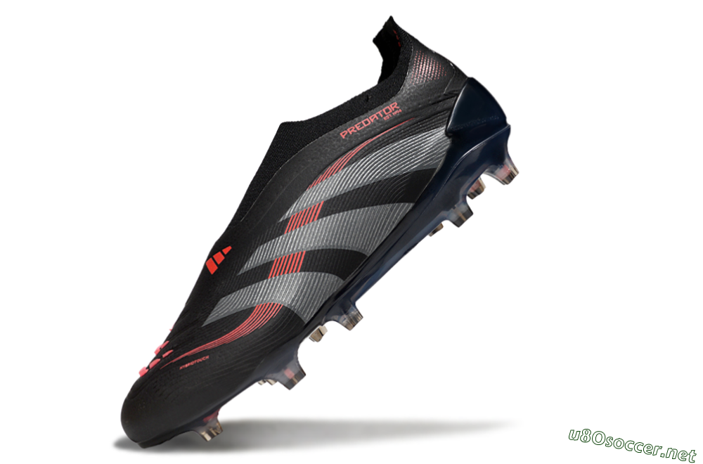Men's Adidas Predator 25 Elite Laceless FG Football Boots - Black/Grey/Red 5