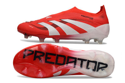 Men's Adidas Predator 25 Elite Laceless FG Football Boots - Red/White/Black