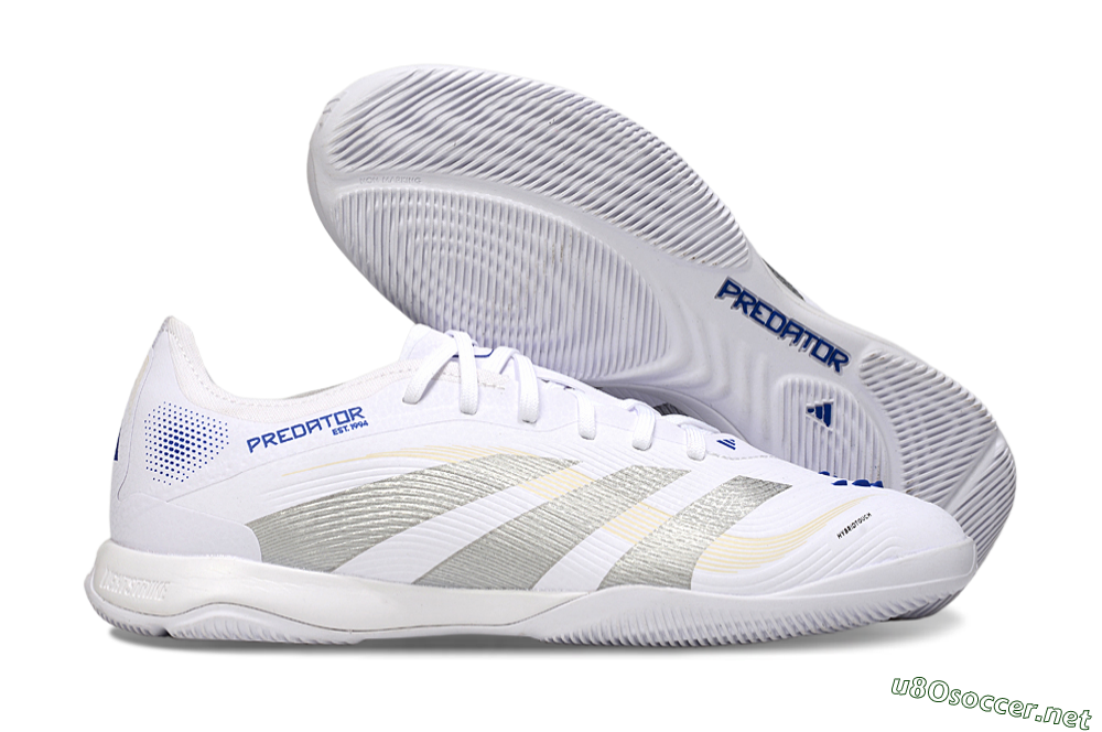 Men's Adidas Predator 25 Elite IC Football Shoes - White/Silver/Blue 2