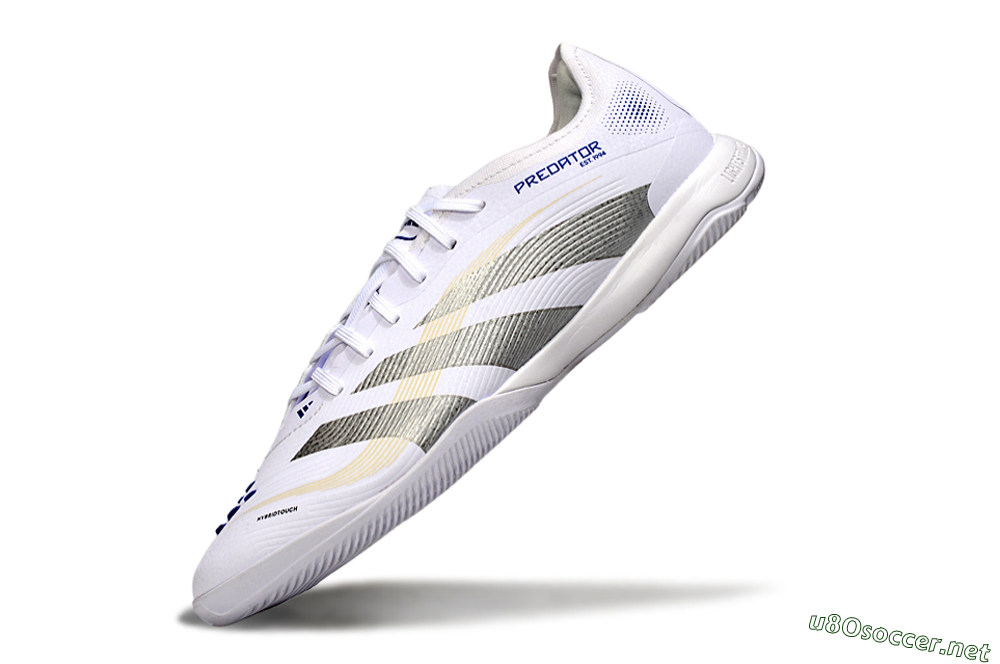 Men's Adidas Predator 25 Elite IC Football Shoes - White/Silver/Blue 5