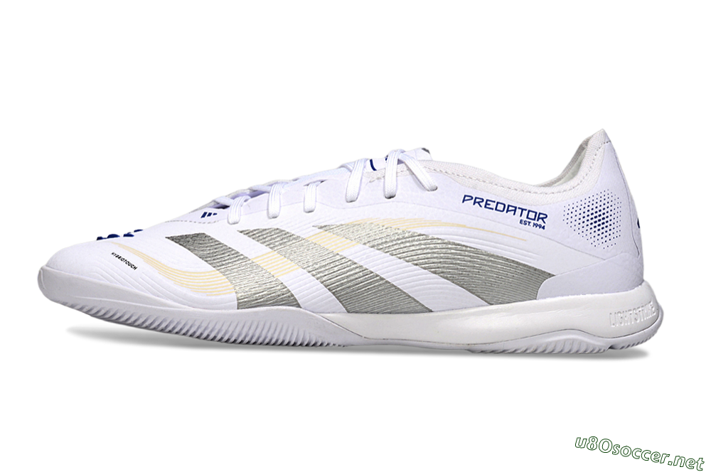 Men's Adidas Predator 25 Elite IC Football Shoes - White/Silver/Blue 0