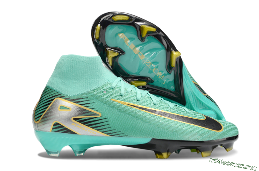Men's Nike Air Zoom Mercurial Superfly 10 Elite FG Football Boots - Jade/Black/Silver/Gold 2