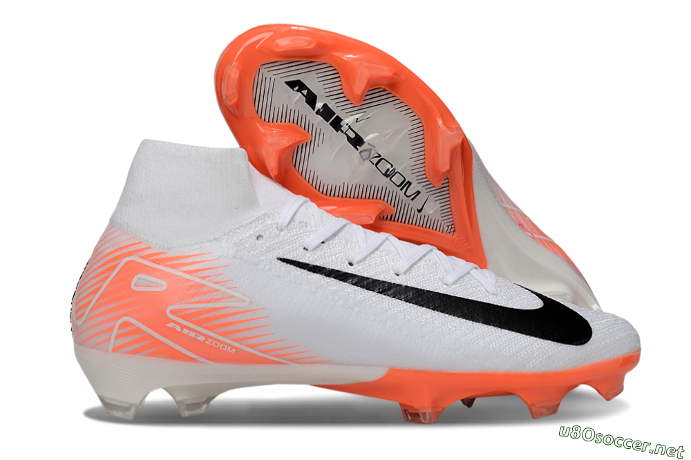 Men's Nike Air Zoom Mercurial Superfly 10 Elite FG Football Boots - White/Black/Orange 2