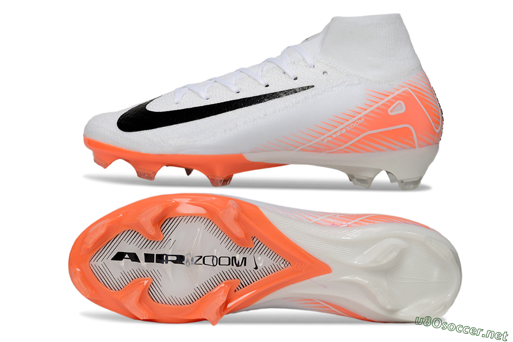 Men's Nike Air Zoom Mercurial Superfly 10 Elite FG Football Boots - White/Black/Orange 1