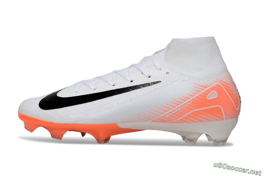 Men's Nike Air Zoom Mercurial Superfly 10 Elite FG Football Boots - White/Black/Orange 0