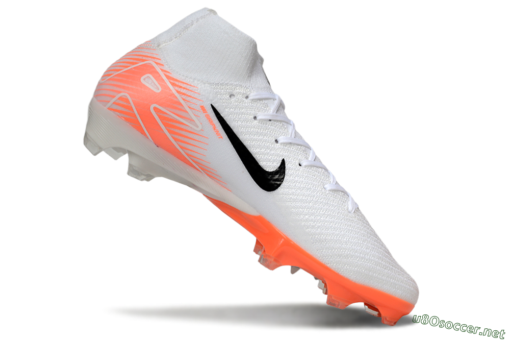 Men's Nike Air Zoom Mercurial Superfly 10 Elite FG Football Boots - White/Black/Orange 4