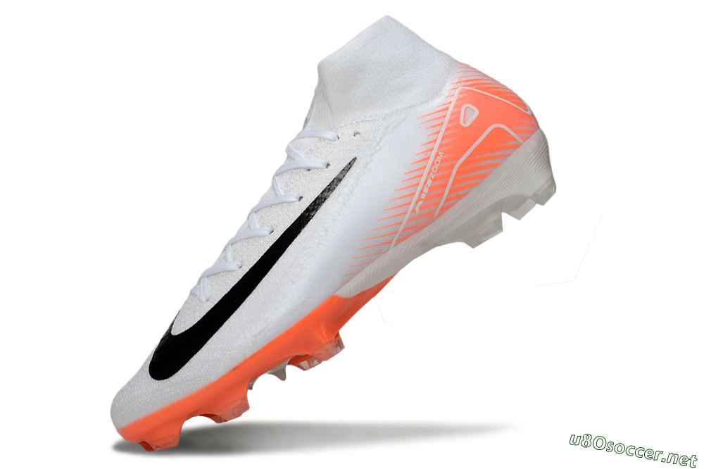 Men's Nike Air Zoom Mercurial Superfly 10 Elite FG Football Boots - White/Black/Orange 5