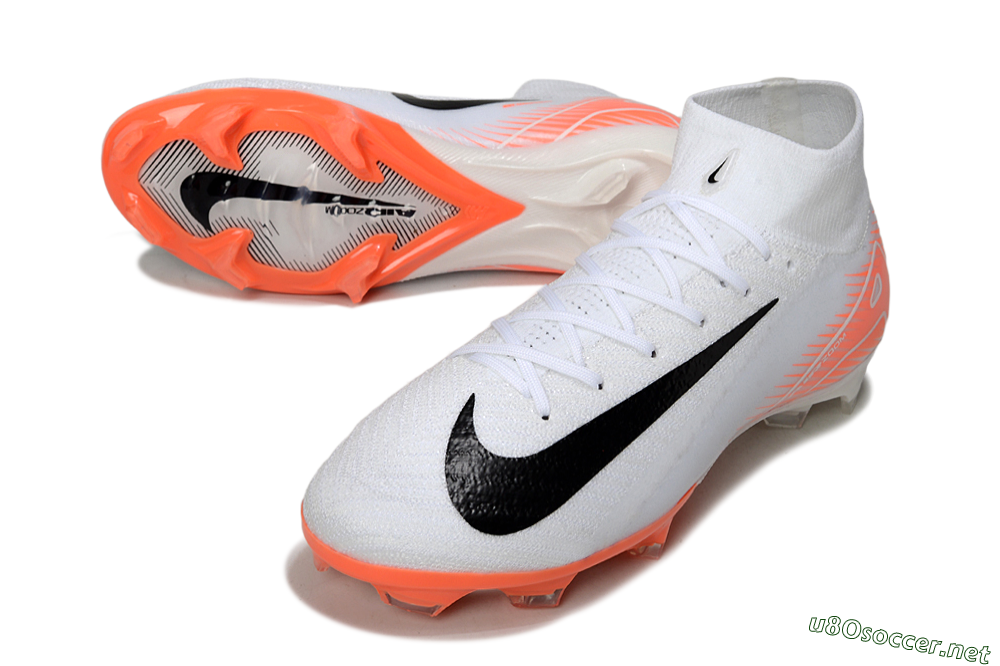 Men's Nike Air Zoom Mercurial Superfly 10 Elite FG Football Boots - White/Black/Orange 3