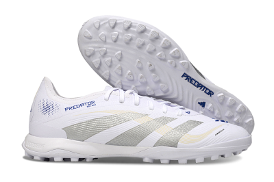 Men's Adidas Predator 25 Elite TF Football Shoes - White/Silver/Blue