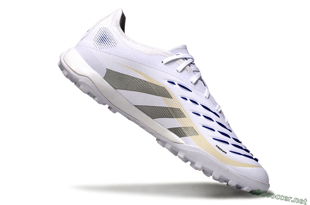 Men's Adidas Predator 25 Elite TF Football Shoes - White/Silver/Blue 4