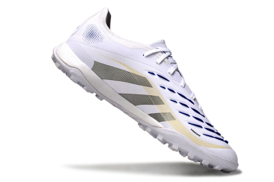 Men's Adidas Predator 25 Elite TF Football Shoes - White/Silver/Blue
