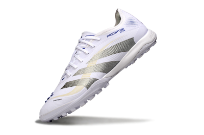 Men's Adidas Predator 25 Elite TF Football Shoes - White/Silver/Blue