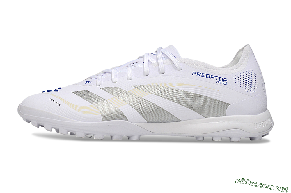Men's Adidas Predator 25 Elite TF Football Shoes - White/Silver/Blue 0