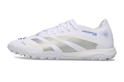 Men's Adidas Predator 25 Elite TF Football Shoes - White/Silver/Blue