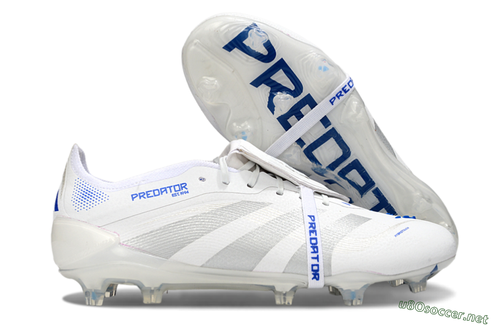 Men's Adidas Predator Elite Foldover Tongue FG Football Boots - White/Silver/Blue 2