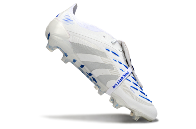 Men's Adidas Predator Elite Foldover Tongue FG Football Boots - White/Silver/Blue