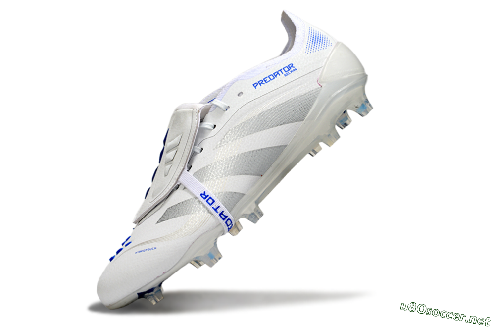Men's Adidas Predator Elite Foldover Tongue FG Football Boots - White/Silver/Blue 5