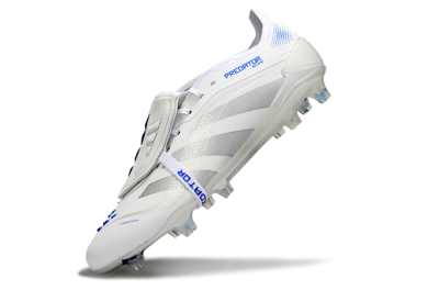 Men's Adidas Predator Elite Foldover Tongue FG Football Boots - White/Silver/Blue