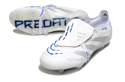 Men's Adidas Predator Elite Foldover Tongue FG Football Boots - White/Silver/Blue