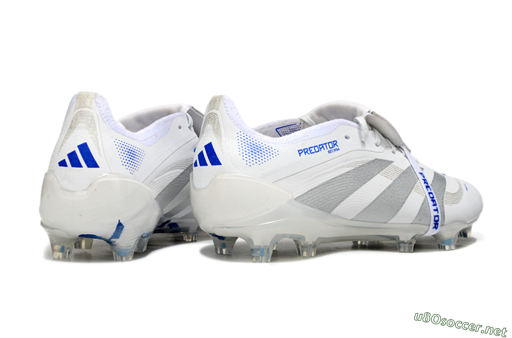 Men's Adidas Predator Elite Foldover Tongue FG Football Boots - White/Silver/Blue 6