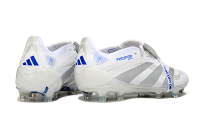 Men's Adidas Predator Elite Foldover Tongue FG Football Boots - White/Silver/Blue