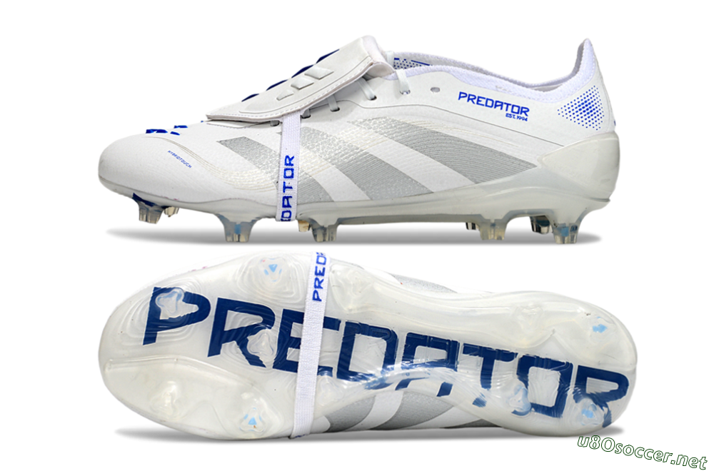 Men's Adidas Predator Elite Foldover Tongue FG Football Boots - White/Silver/Blue 1