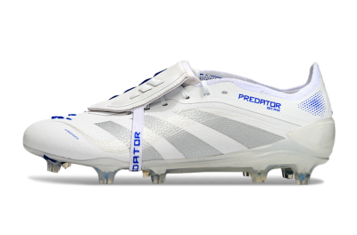 Men's Adidas Predator Elite Foldover Tongue FG Football Boots - White/Silver/Blue