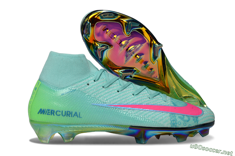Unisex Nike Air Zoom Mercurial Superfly 10 Elite FG Football Boots - Jade/Pink/Gold 2