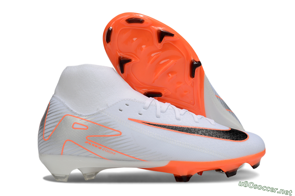 Men's Nike Air Zoom Mercurial Superfly 10 Academy FG Football Boots - White/Black/Orange/Silver 2