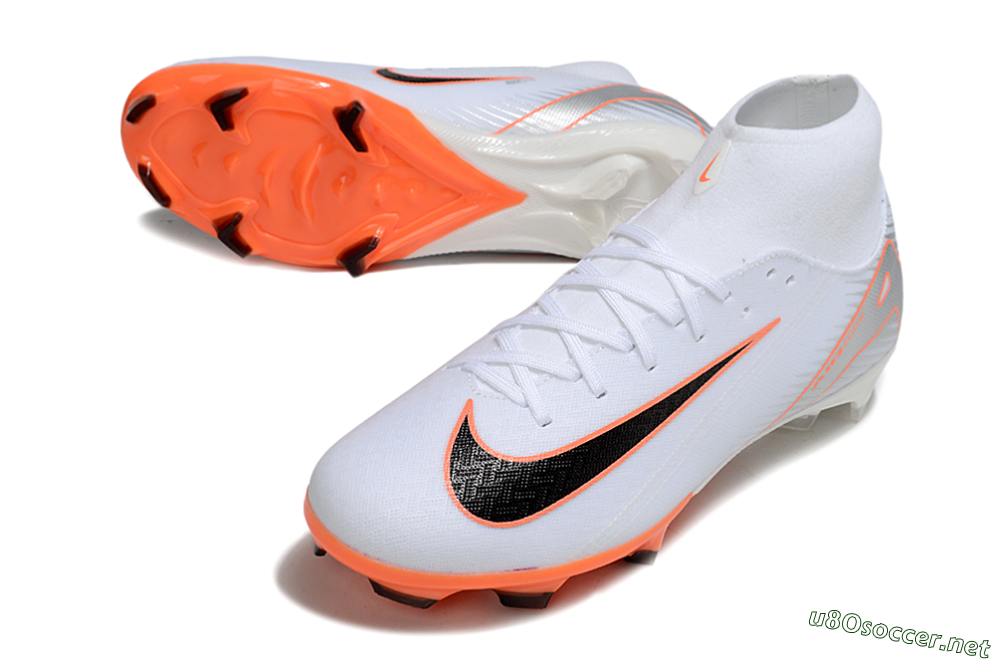 Men's Nike Air Zoom Mercurial Superfly 10 Academy FG Football Boots - White/Black/Orange/Silver 3