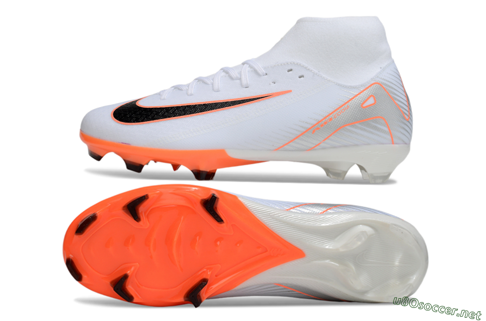 Men's Nike Air Zoom Mercurial Superfly 10 Academy FG Football Boots - White/Black/Orange/Silver 1