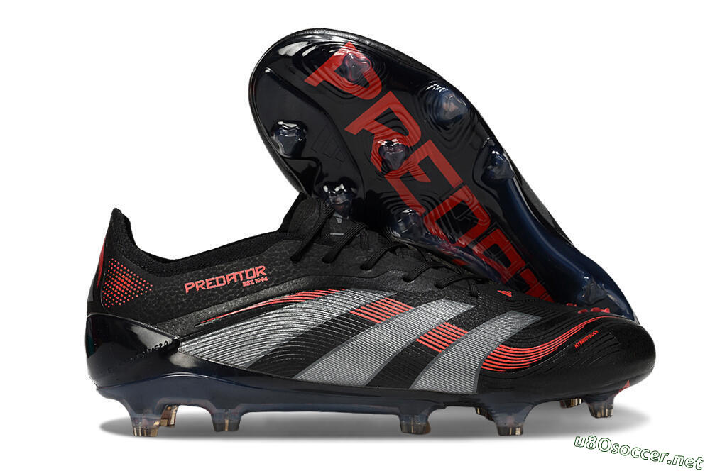 Men's Adidas Predator 25 Elite FG Football Boots - Black/Grey/Red 2